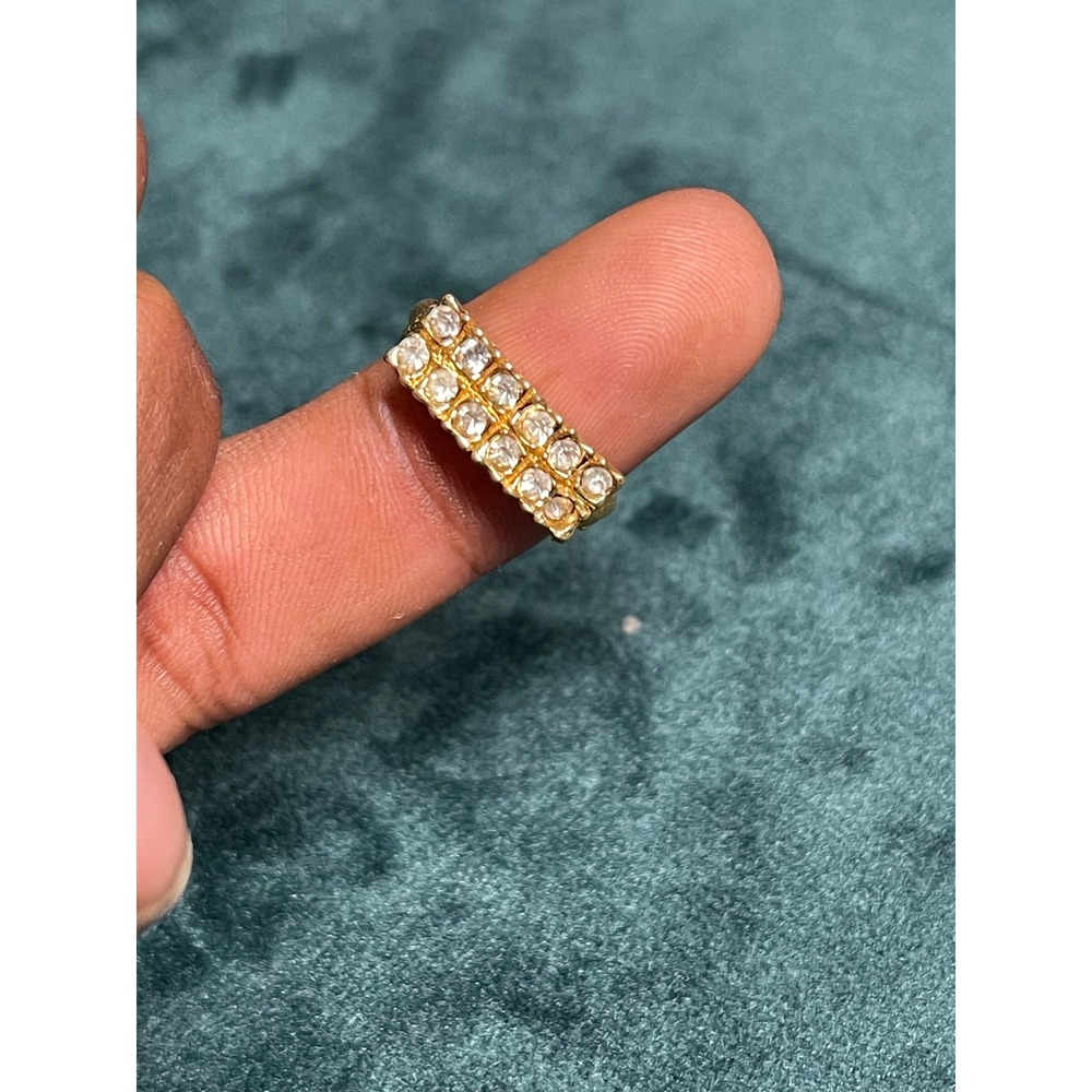 Gold Tone Double Row Crystal Band Ring Costume Jewelry Size 7